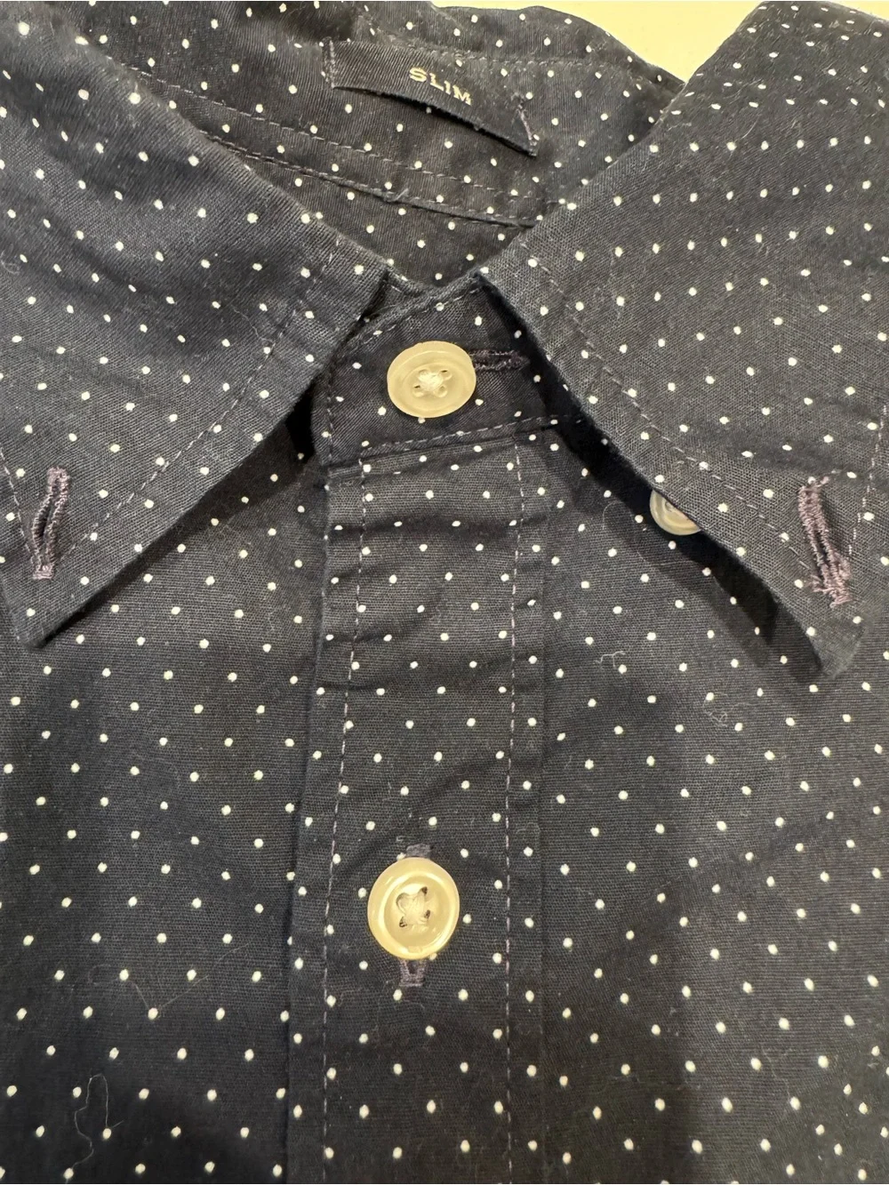 J.Crew Flex Washed Slim Fit Blue White Polka Dot Button Down Shirt Medium
